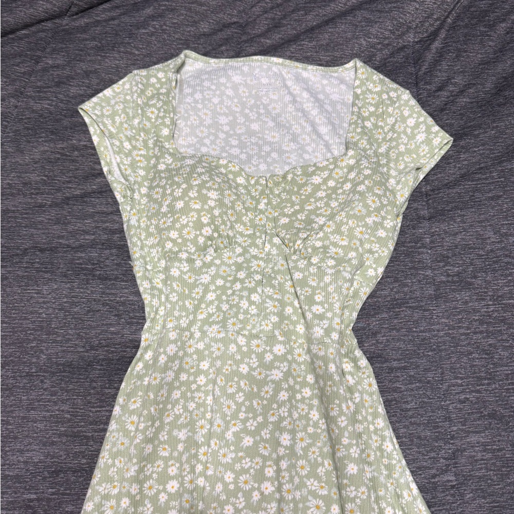 No Boundaries Green Floral Mini Dress